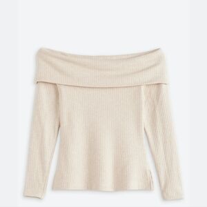 Nine Britton Long Sleeve Off Shoulder Ribbed Knit Top Size MP